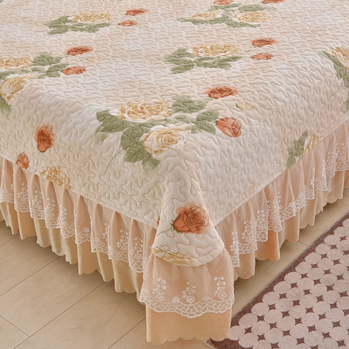 91家纺网 家纺一手货源 找家纺 艺慕家纺 2025新款时尚印花牛奶绒床盖四件套 盛世牡丹