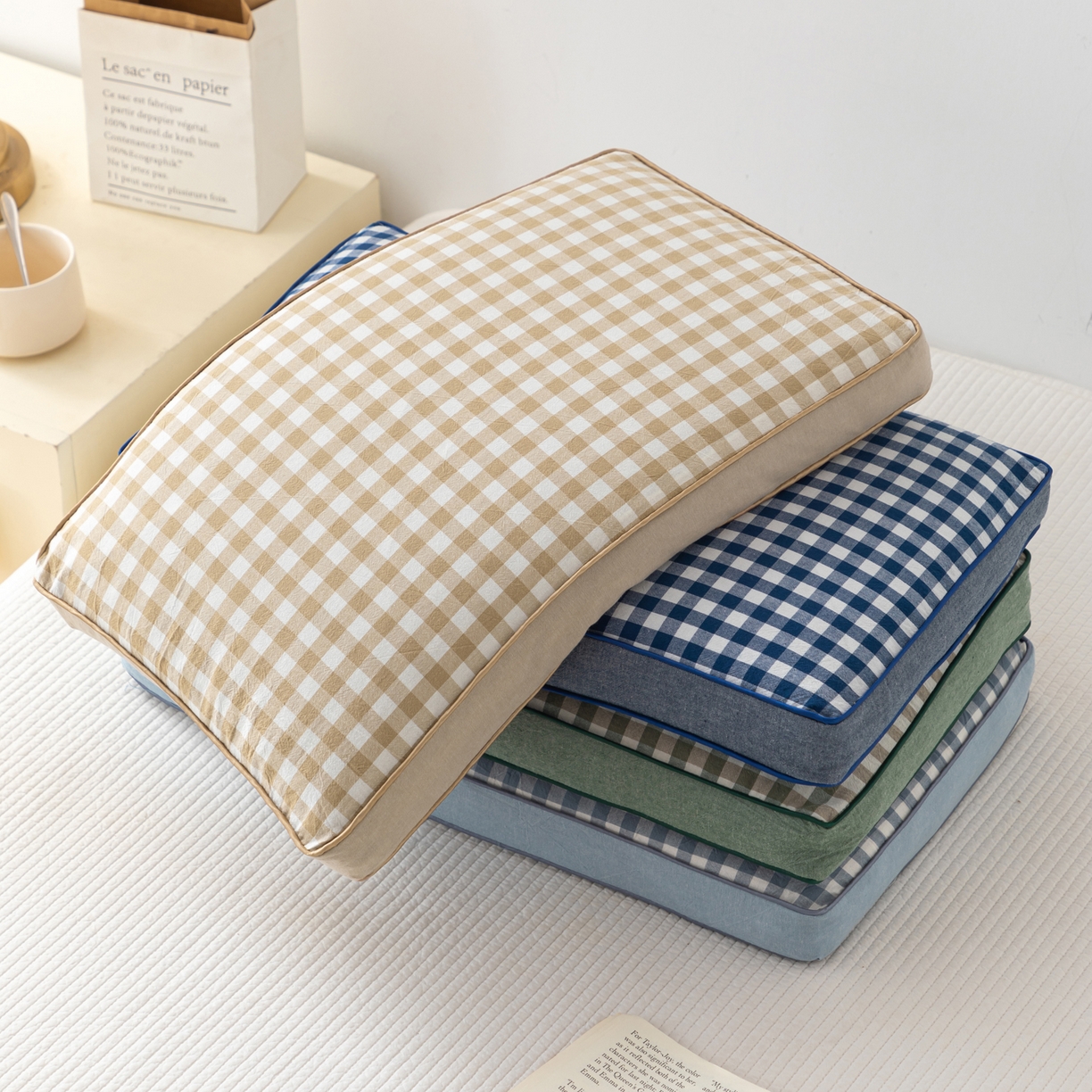 91家纺网 家纺一手货源 找家纺 （总）大熊枕芯 2025新款全棉水洗棉简约荞麦枕头枕芯