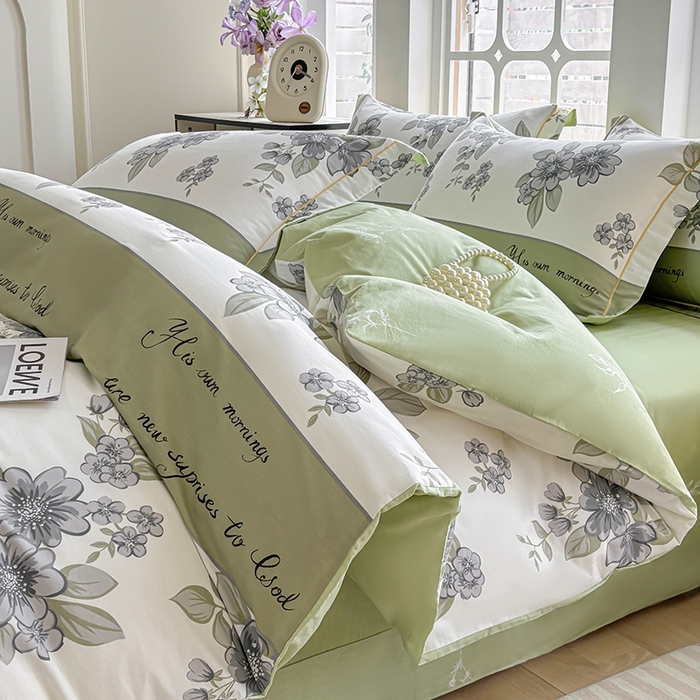 91家纺网 家纺一手货源 找家纺 宇彬家纺 2025新款13070全棉纯棉印花单被套一字绣工艺款 一字绣 暗香