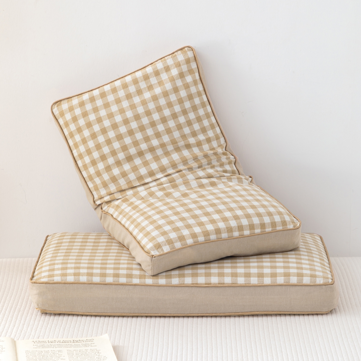 91家纺网 家纺一手货源 找家纺 大熊枕芯 2025新款全棉水洗棉简约荞麦枕头枕芯 简约全棉-方格咖