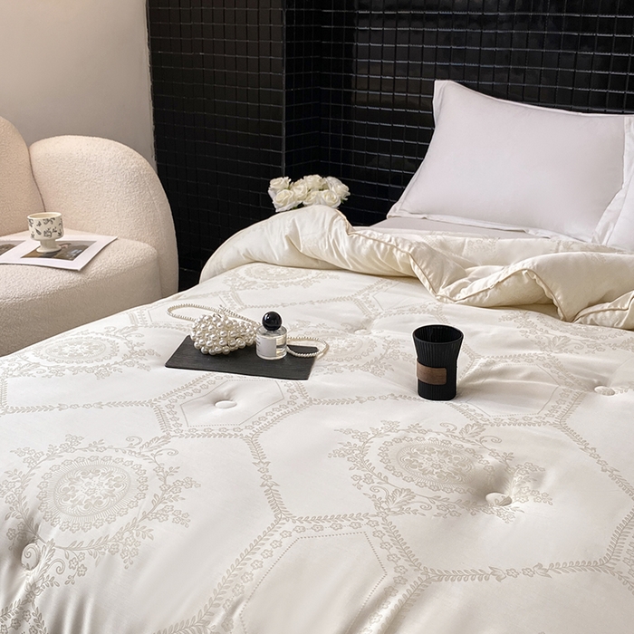 91家纺网 家纺一手货源 找家纺 （总）未来家居 2025新款SPD012罗米李官奇51%大豆提花夏被春秋被冬被被子被芯