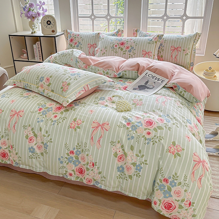 91家纺网 家纺一手货源 找家纺 宇彬家纺 2025新款13070全棉纯棉印花单被套一字绣工艺款 一字绣 清婉花语