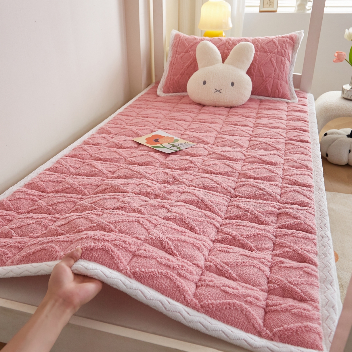 缦吉 2025新款学生款高克重塔芙蓉床褥床护垫 豆沙粉（全网最低）