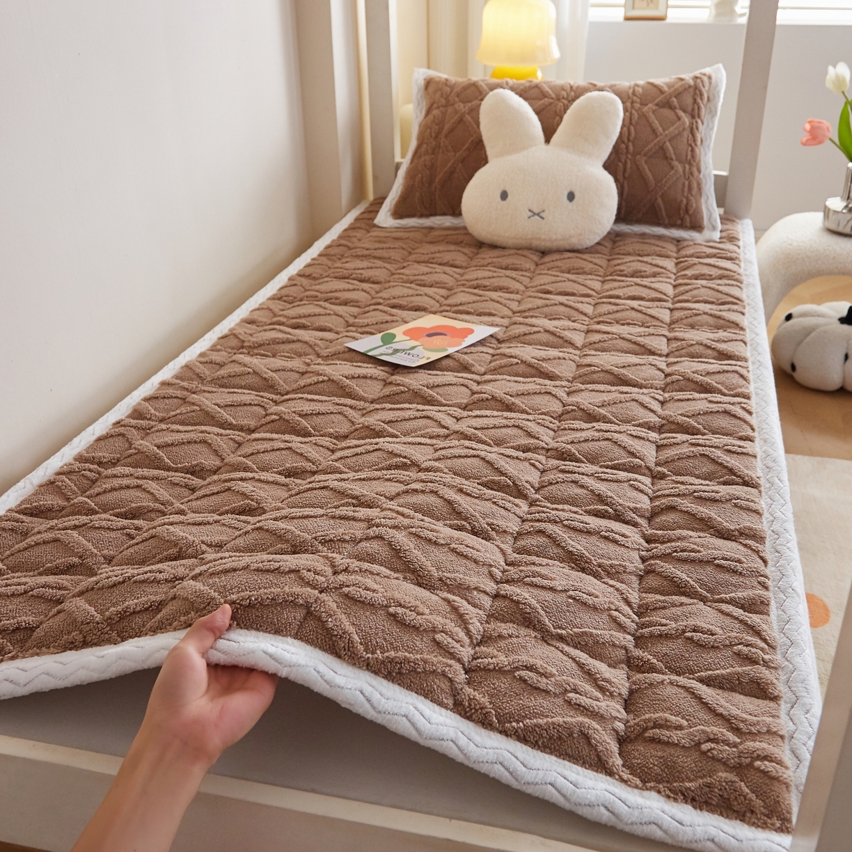 缦吉 2025新款学生款高克重塔芙蓉床褥床护垫 焦糖咖（全网最低）