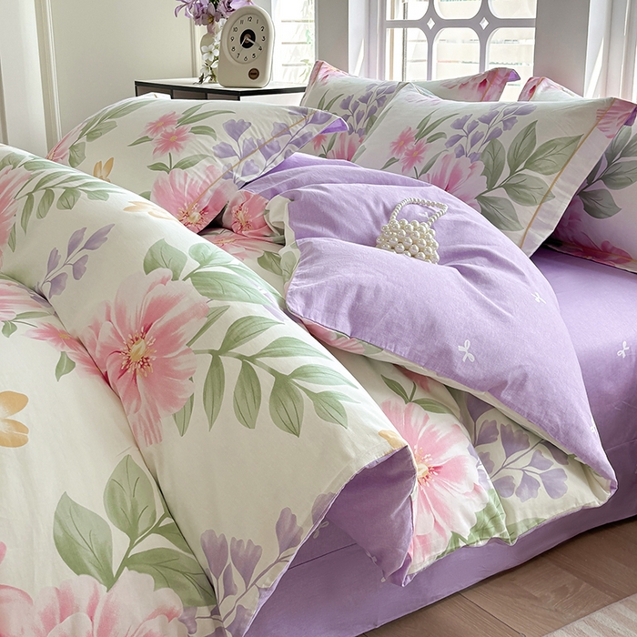 91家纺网 家纺一手货源 找家纺 宇彬家纺 2025新款13070全棉纯棉印花单被套一字绣工艺款 一字绣 夏日