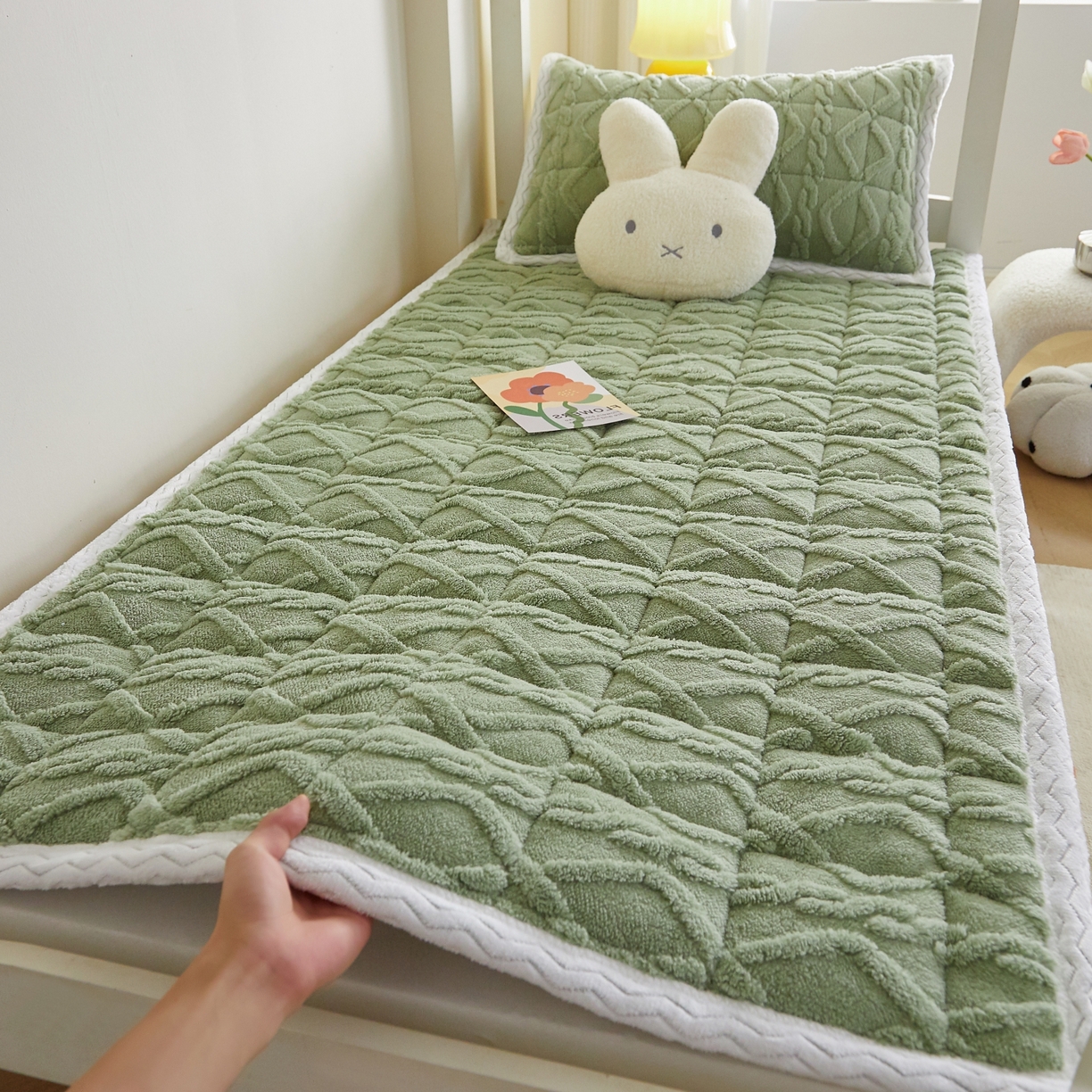 缦吉 2025新款学生款高克重塔芙蓉床褥床护垫 橄榄绿（全网最低）