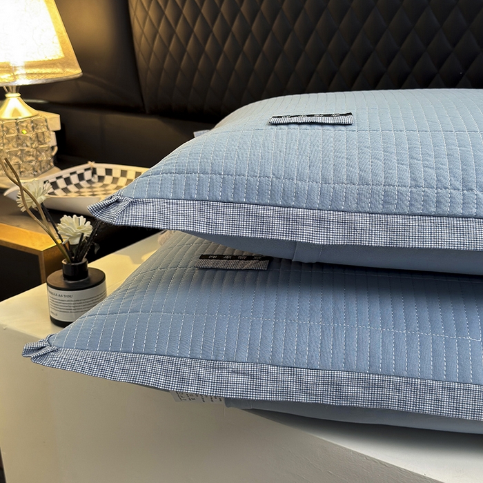 91家纺网 家纺一手货源 找家纺 （总）呦呦南宋 纯棉绗缝40x60cm现代风单品枕头套水洗棉中层夹棉拉链款全棉高端定制平边枕套