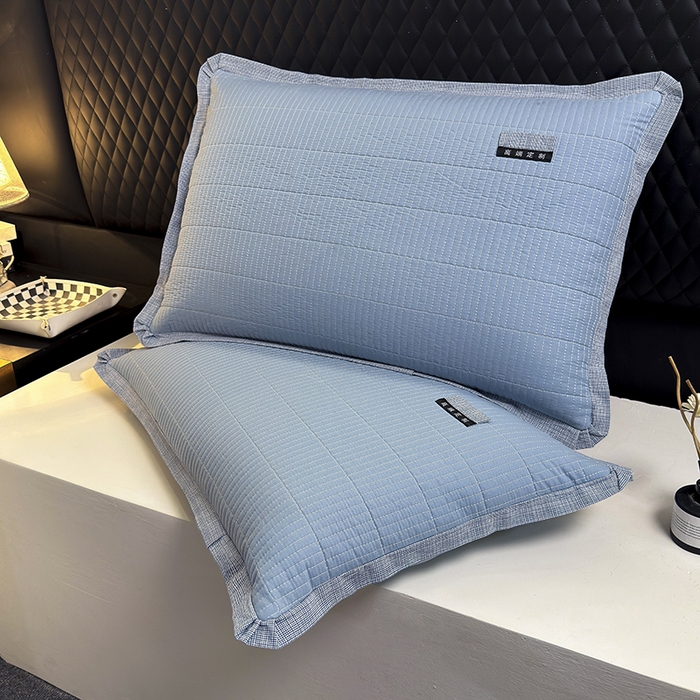 91家纺网 家纺一手货源 找家纺 （总）呦呦南宋 纯棉绗缝40x60cm现代风单品枕头套水洗棉中层夹棉拉链款全棉高端定制平边枕套