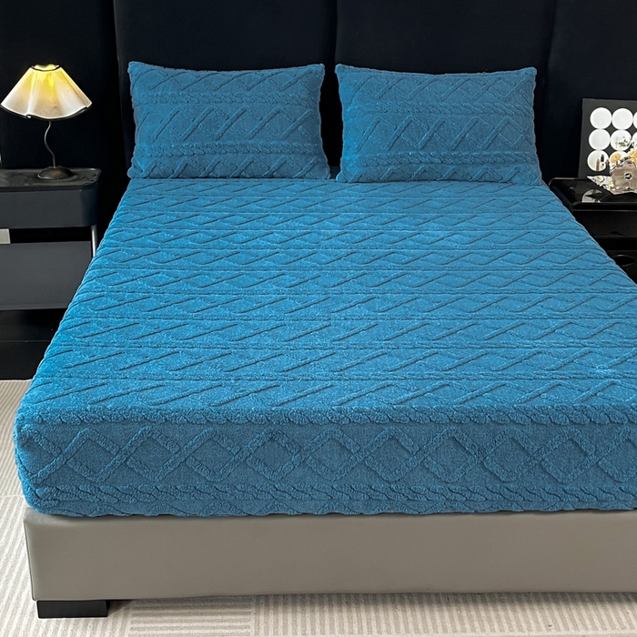 91家纺网 家纺一手货源 找家纺 米瑞娜 2025秋冬新款塔芙绒床笠跨境外贸单品尺寸齐全 宝兰