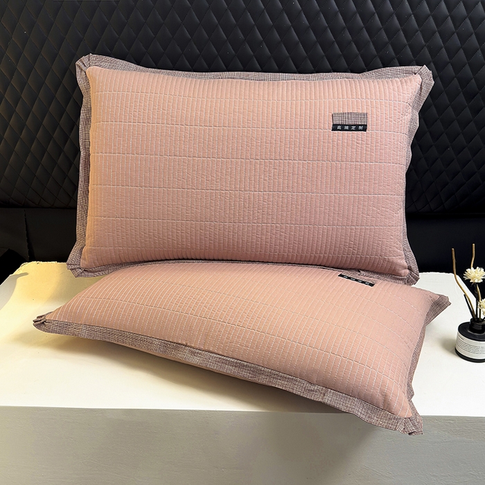 91家纺网 家纺一手货源 找家纺 呦呦南宋 纯棉绗缝48x74cm水洗棉枕套中层夹棉单品拉链款一对装全棉高端定制款平边枕套 平边橙