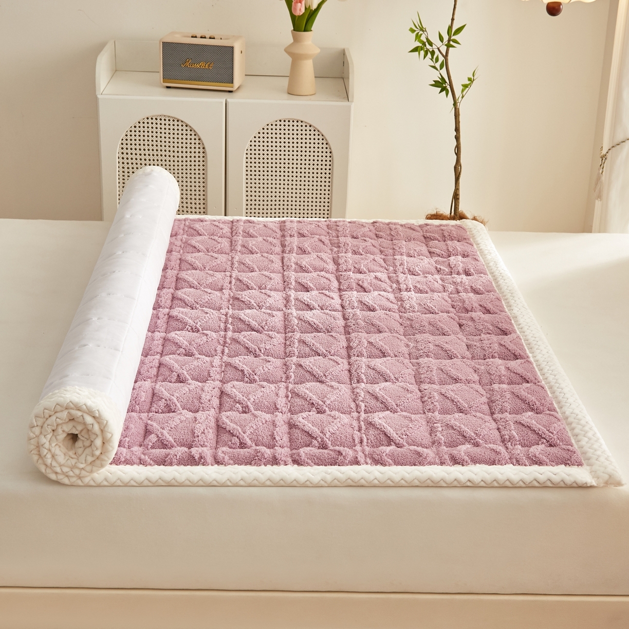 91家纺网 家纺一手货源 找家纺 （总）缦吉 2025新款成人款高克重塔芙蓉床褥床护垫（全网最低）