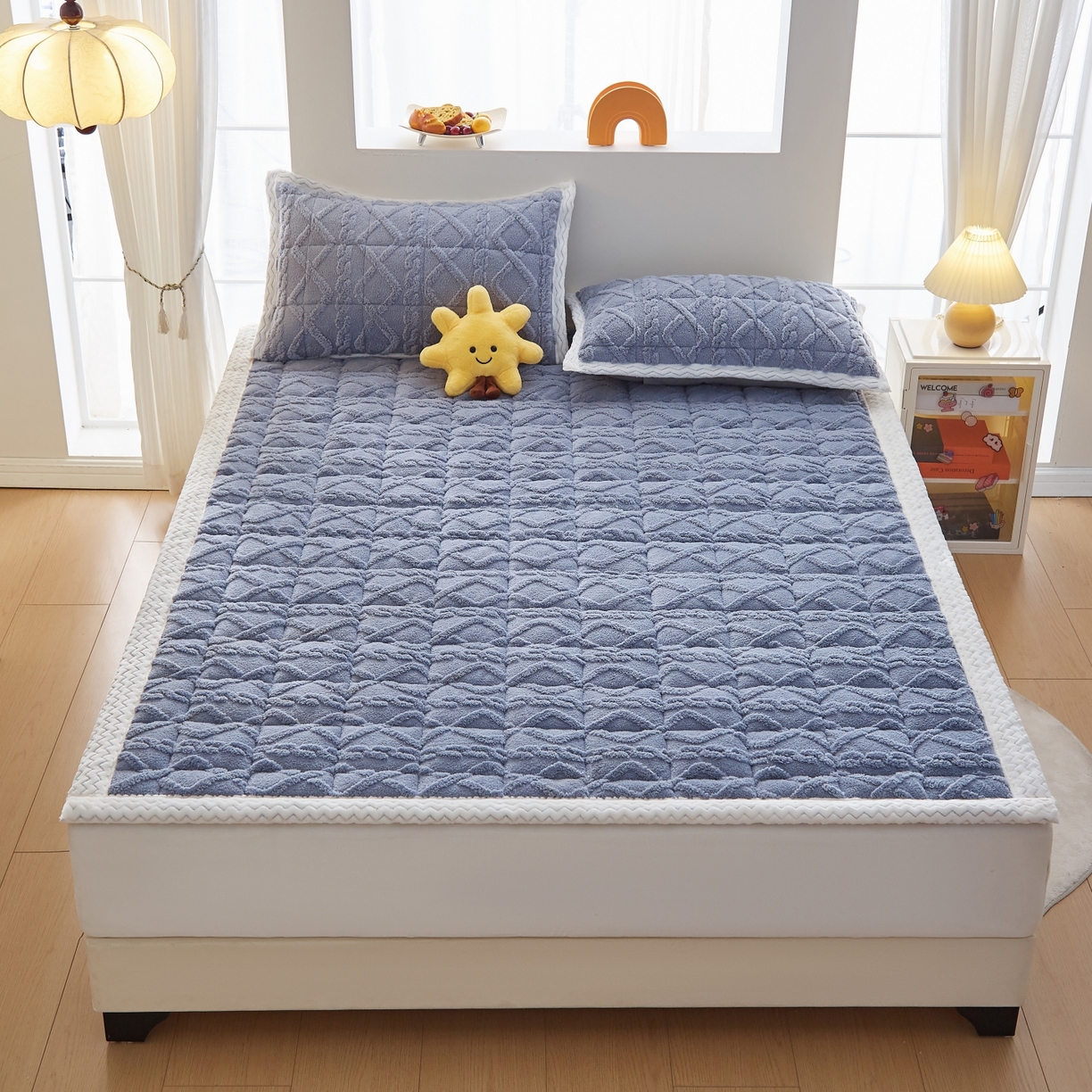 91家纺网 家纺一手货源 找家纺 缦吉 2025新款成人款高克重塔芙蓉床褥床护垫 格调灰（全网最低）