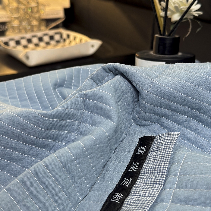 91家纺网 家纺一手货源 找家纺 呦呦南宋 纯棉绗缝48x74cm水洗棉枕套中层夹棉单品拉链款一对装全棉高端定制款平边枕套 平边蓝