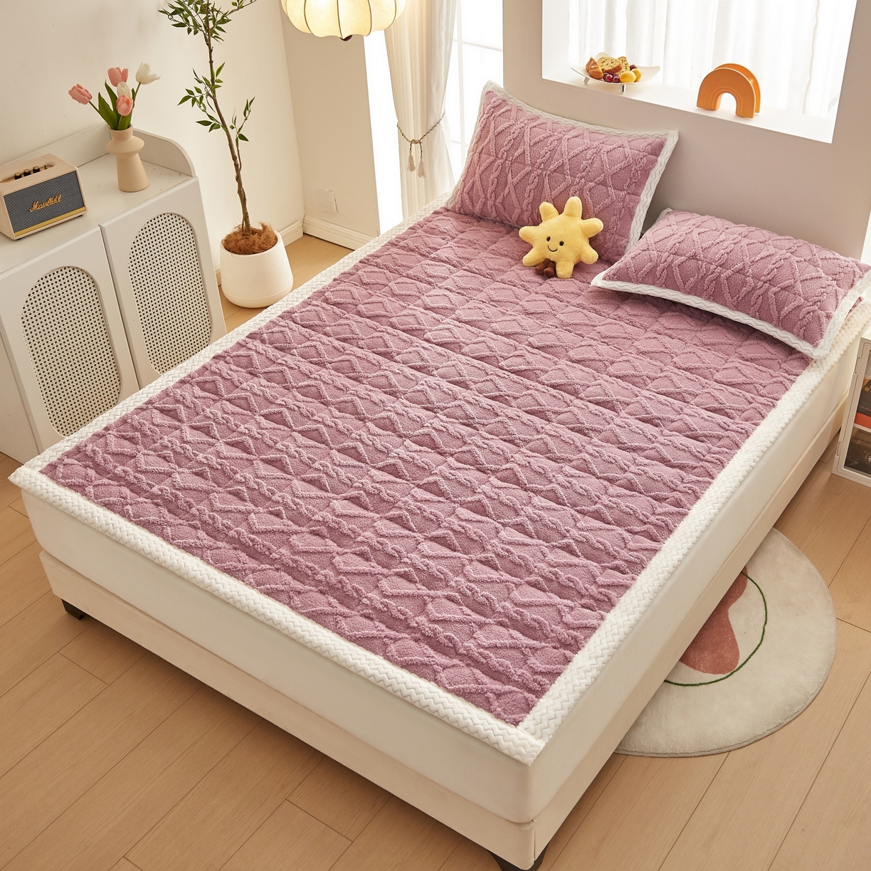 91家纺网 家纺一手货源 找家纺 （总）缦吉 2025新款成人款高克重塔芙蓉床褥床护垫（全网最低）