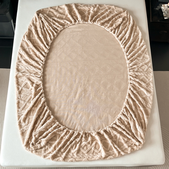 91家纺网 家纺一手货源 找家纺 米瑞娜 2025秋冬新款塔芙绒床笠跨境外贸单品尺寸齐全 卡其