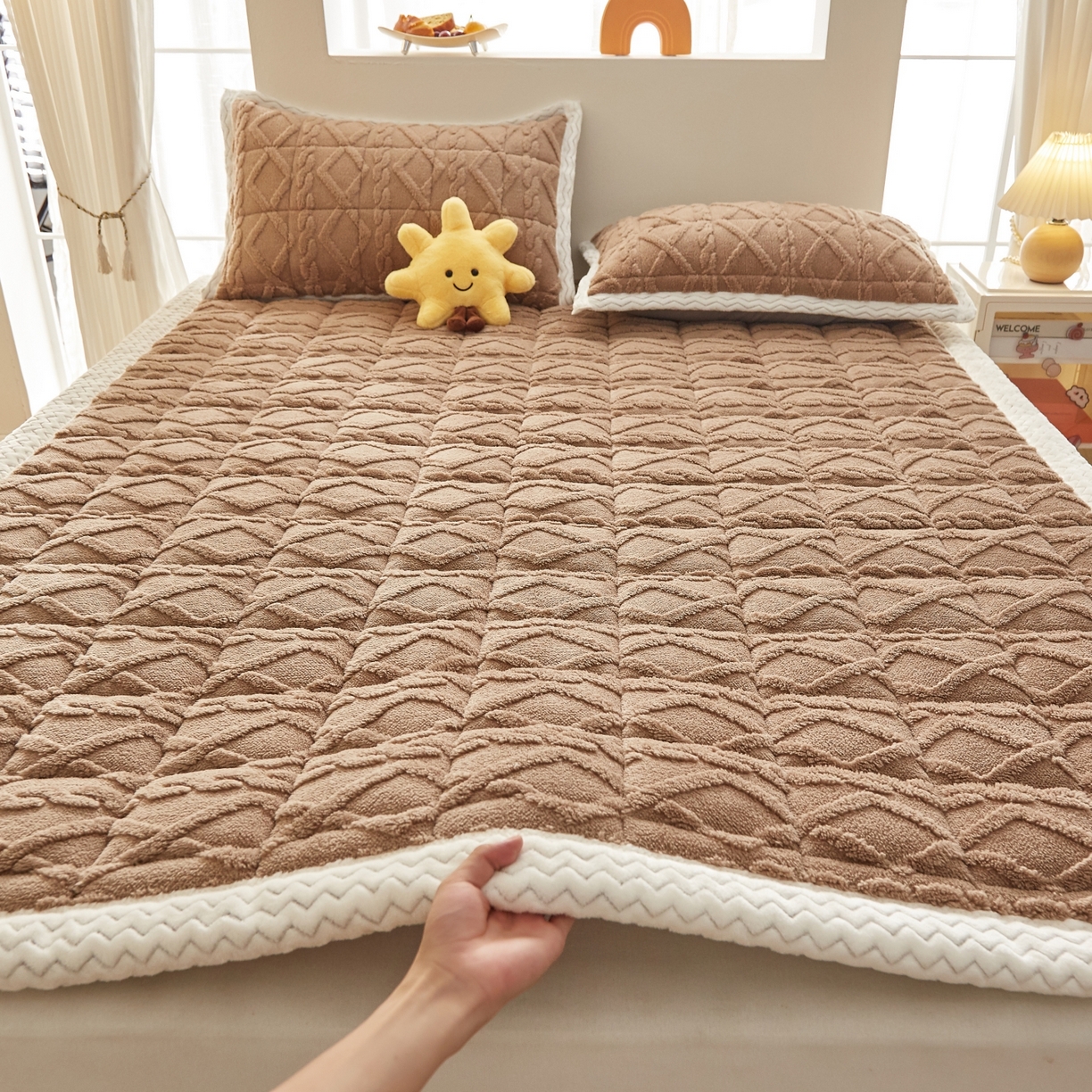 缦吉 2025新款成人款高克重塔芙蓉床褥床护垫 焦糖咖（全网最低）