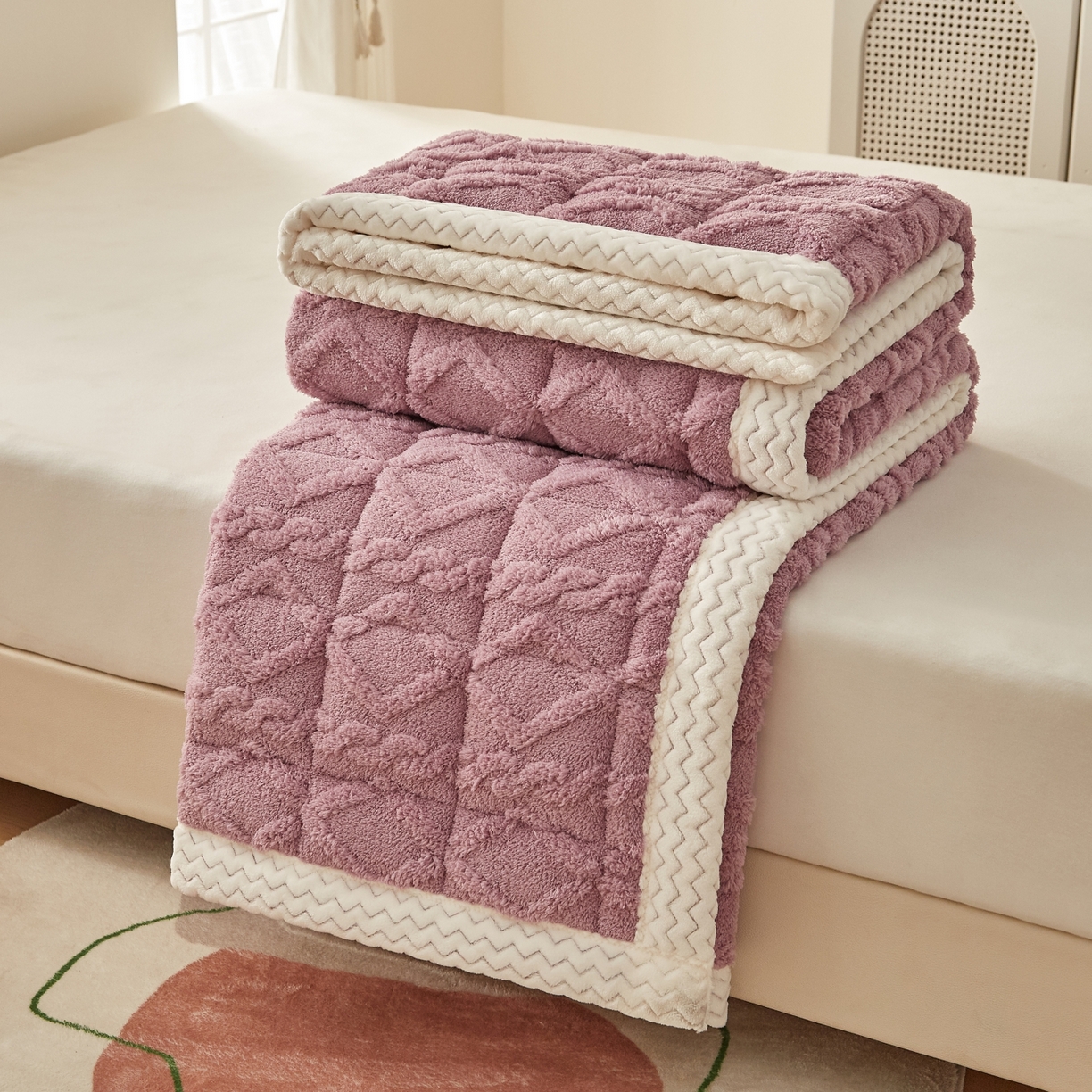 91家纺网 家纺一手货源 找家纺 缦吉 2025新款成人款高克重塔芙蓉床褥床护垫 优雅紫（全网最低） 