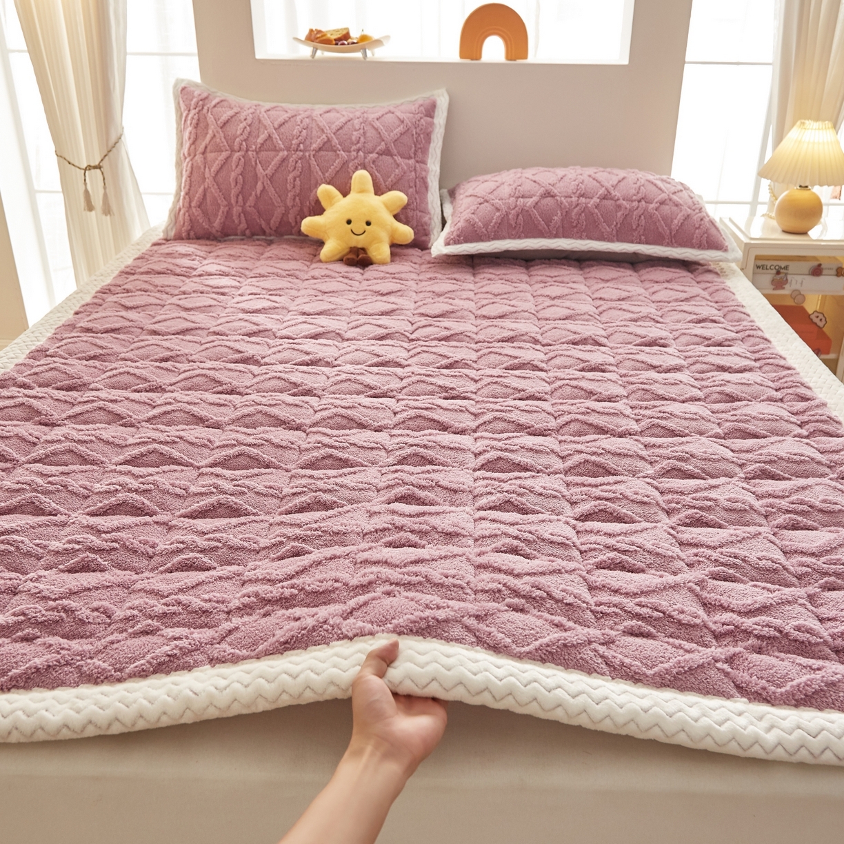 缦吉 2025新款成人款高克重塔芙蓉床褥床护垫 优雅紫（全网最低）