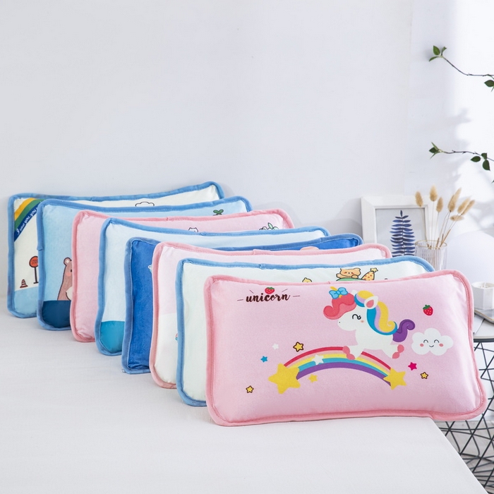 91家纺网 家纺一手货源 找家纺 大黄蜂家居家纺 2025新款秋冬水晶绒儿童包边定位枕套枕头枕芯 小女孩