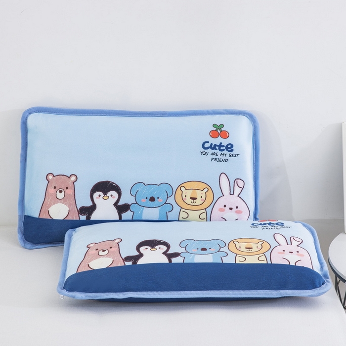 91家纺网 家纺一手货源 找家纺 大黄蜂家居家纺 2025新款秋冬水晶绒儿童包边定位枕套枕头枕芯 动物乐园