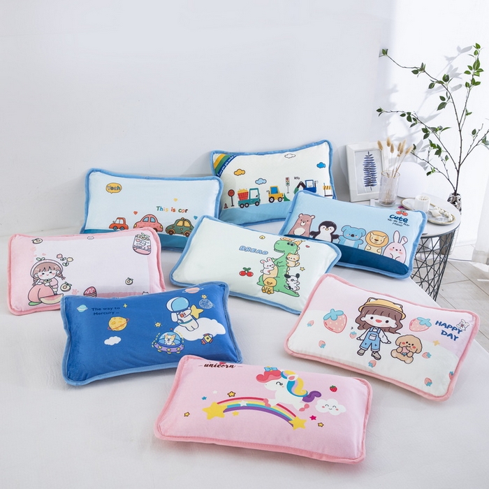 91家纺网 家纺一手货源 找家纺 （总）大黄蜂家居家纺 2025新款秋冬水晶绒儿童包边定位枕套枕头枕芯