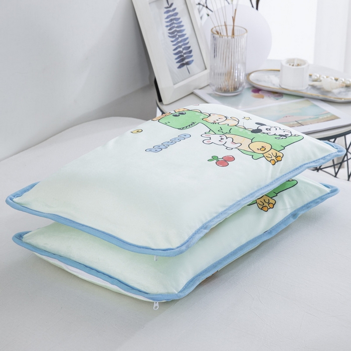 91家纺网 家纺一手货源 找家纺 大黄蜂家居家纺 2025新款秋冬水晶绒儿童包边定位枕套枕头枕芯 小恐龙