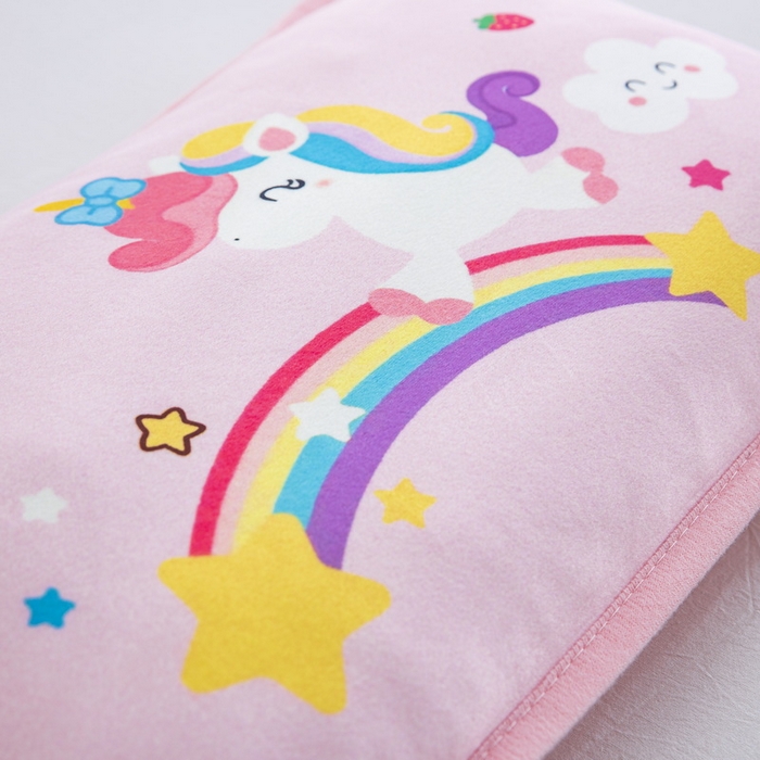 91家纺网 家纺一手货源 找家纺 大黄蜂家居家纺 2025新款秋冬水晶绒儿童包边定位枕套枕头枕芯 彩虹小马