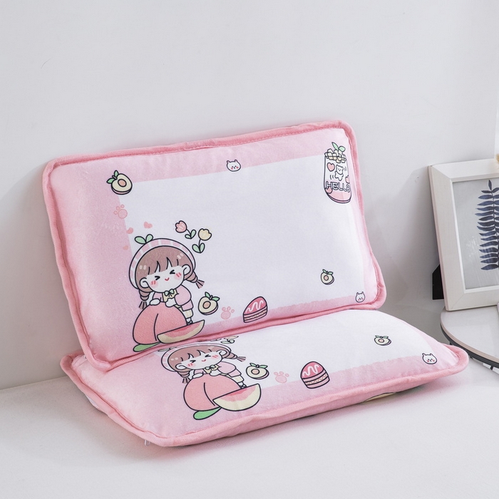 91家纺网 家纺一手货源 找家纺 大黄蜂家居家纺 2025新款秋冬水晶绒儿童包边定位枕套枕头枕芯 小女孩