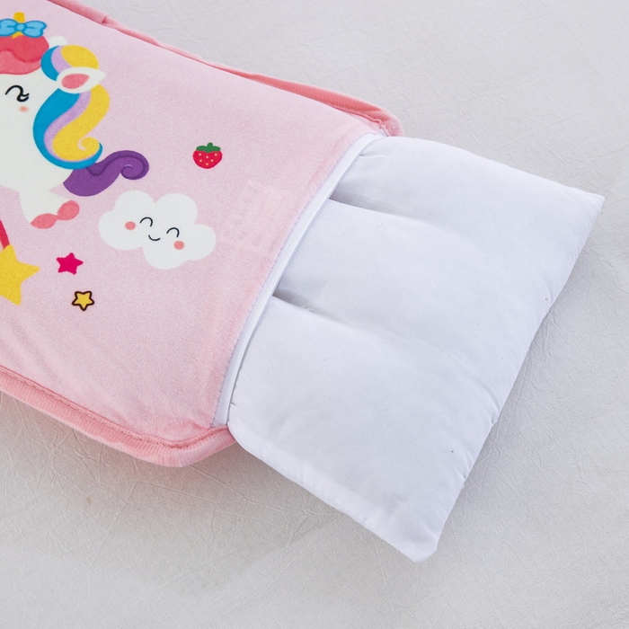 91家纺网 家纺一手货源 找家纺 大黄蜂家居家纺 2025新款秋冬水晶绒儿童包边定位枕套枕头枕芯 彩虹小马