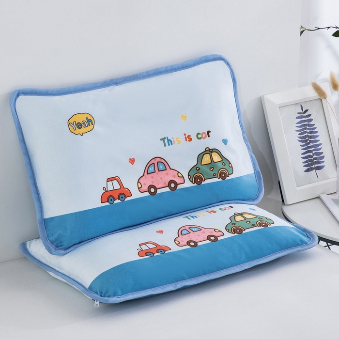 91家纺网 家纺一手货源 找家纺 大黄蜂家居家纺 2025新款秋冬水晶绒儿童包边定位枕套枕头枕芯 公路汽车