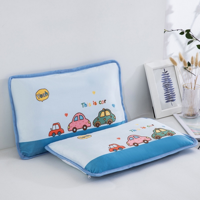 91家纺网 家纺一手货源 找家纺 大黄蜂家居家纺 2025新款秋冬水晶绒儿童包边定位枕套枕头枕芯 公路汽车