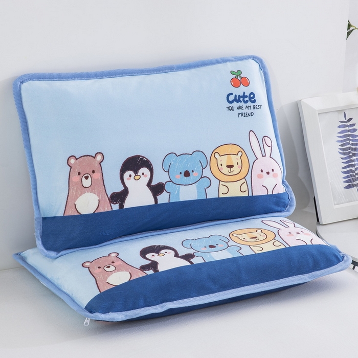 91家纺网 家纺一手货源 找家纺 大黄蜂家居家纺 2025新款秋冬水晶绒儿童包边定位枕套枕头枕芯 动物乐园