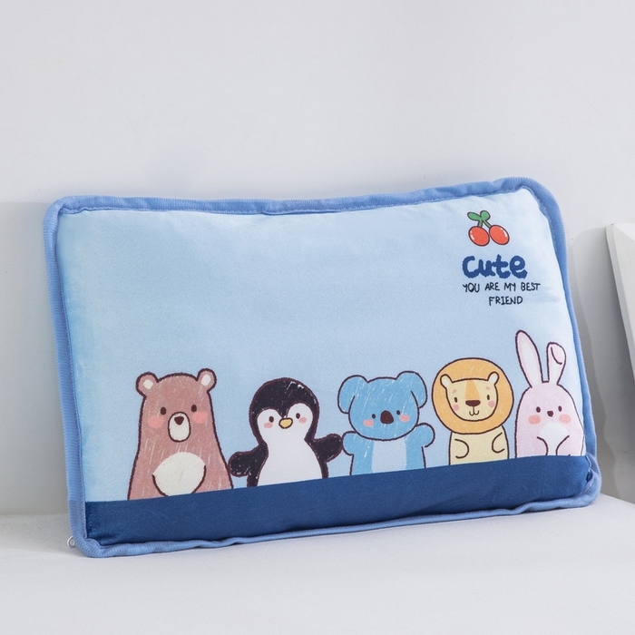 91家纺网 家纺一手货源 找家纺 大黄蜂家居家纺 2025新款秋冬水晶绒儿童包边定位枕套枕头枕芯 动物乐园