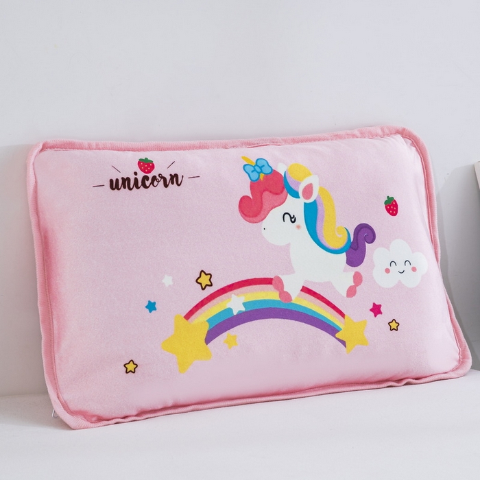 91家纺网 家纺一手货源 找家纺 大黄蜂家居家纺 2025新款秋冬水晶绒儿童包边定位枕套枕头枕芯 彩虹小马