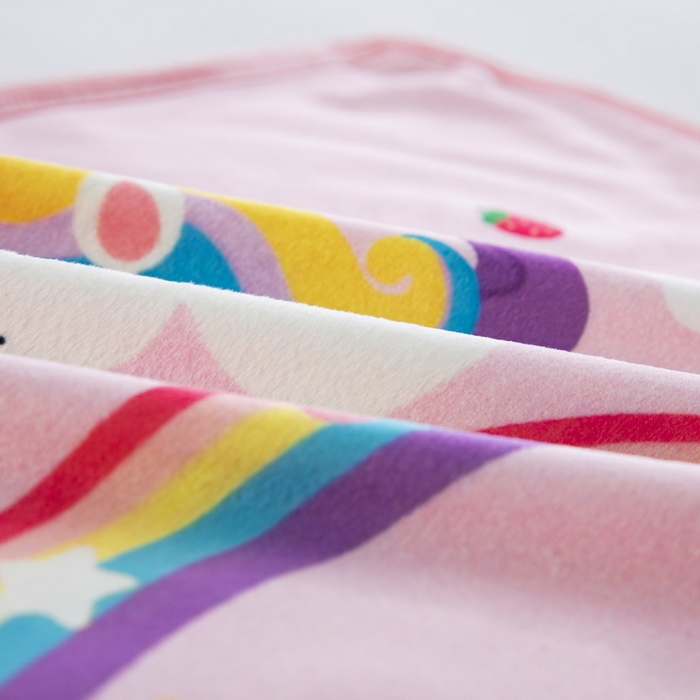 91家纺网 家纺一手货源 找家纺 大黄蜂家居家纺 2025新款秋冬水晶绒儿童包边定位枕套枕头枕芯 彩虹小马