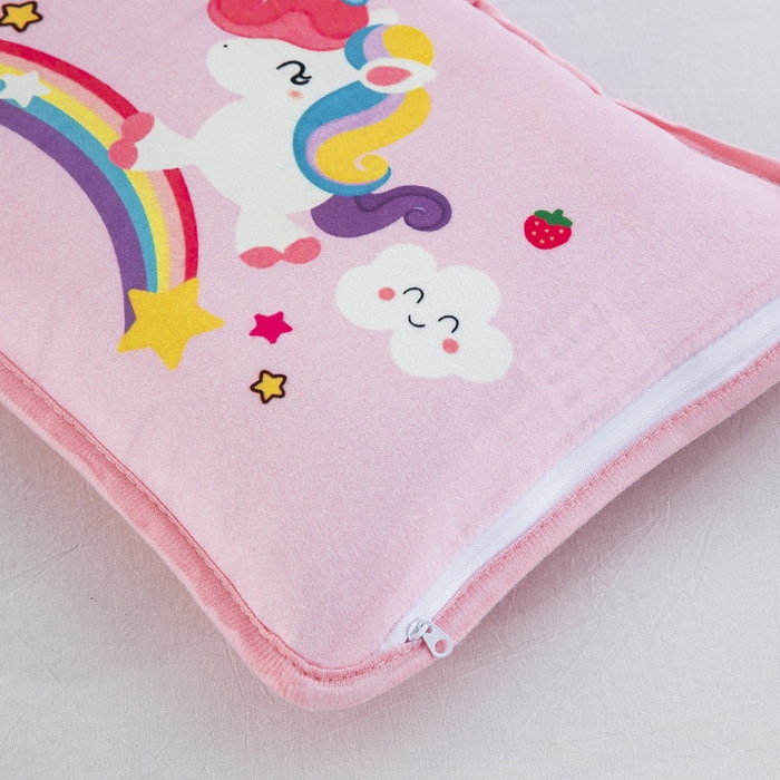 91家纺网 家纺一手货源 找家纺 大黄蜂家居家纺 2025新款秋冬水晶绒儿童包边定位枕套枕头枕芯 彩虹小马