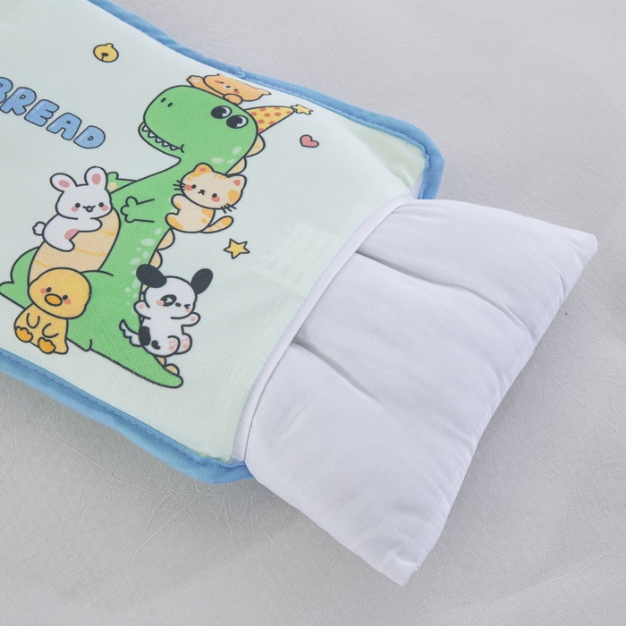 91家纺网 家纺一手货源 找家纺 大黄蜂家居家纺 2025新款秋冬水晶绒儿童包边定位枕套枕头枕芯 小恐龙