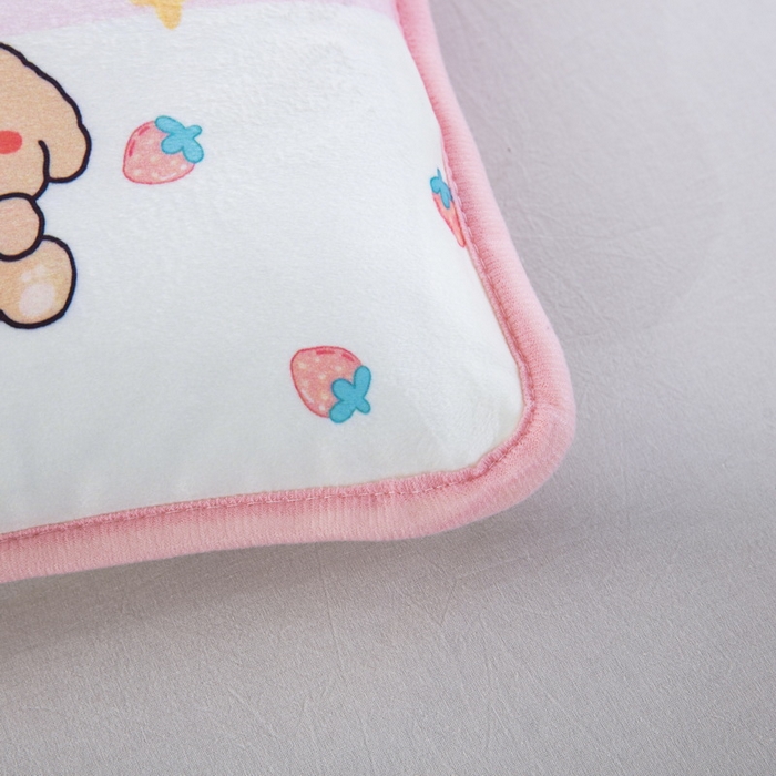 91家纺网 家纺一手货源 找家纺 大黄蜂家居家纺 2025新款秋冬水晶绒儿童包边定位枕套枕头枕芯 草莓女孩