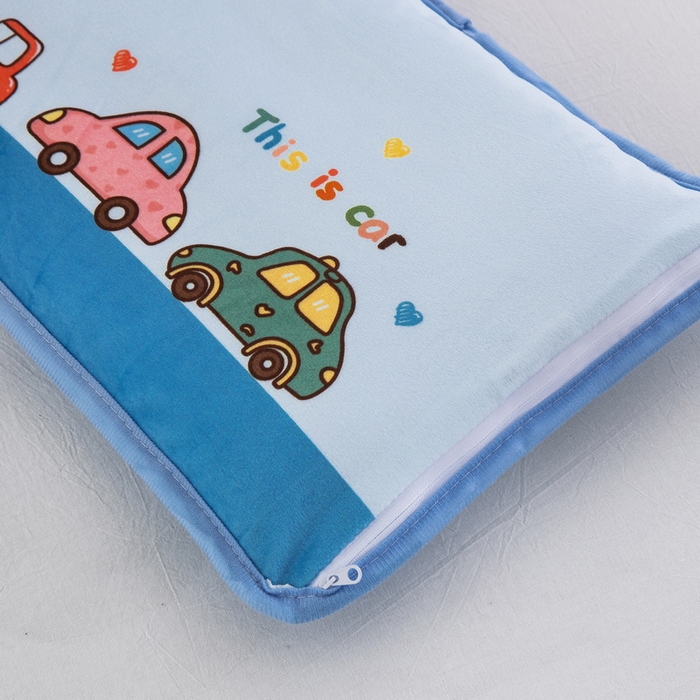 91家纺网 家纺一手货源 找家纺 大黄蜂家居家纺 2025新款秋冬水晶绒儿童包边定位枕套枕头枕芯 公路汽车