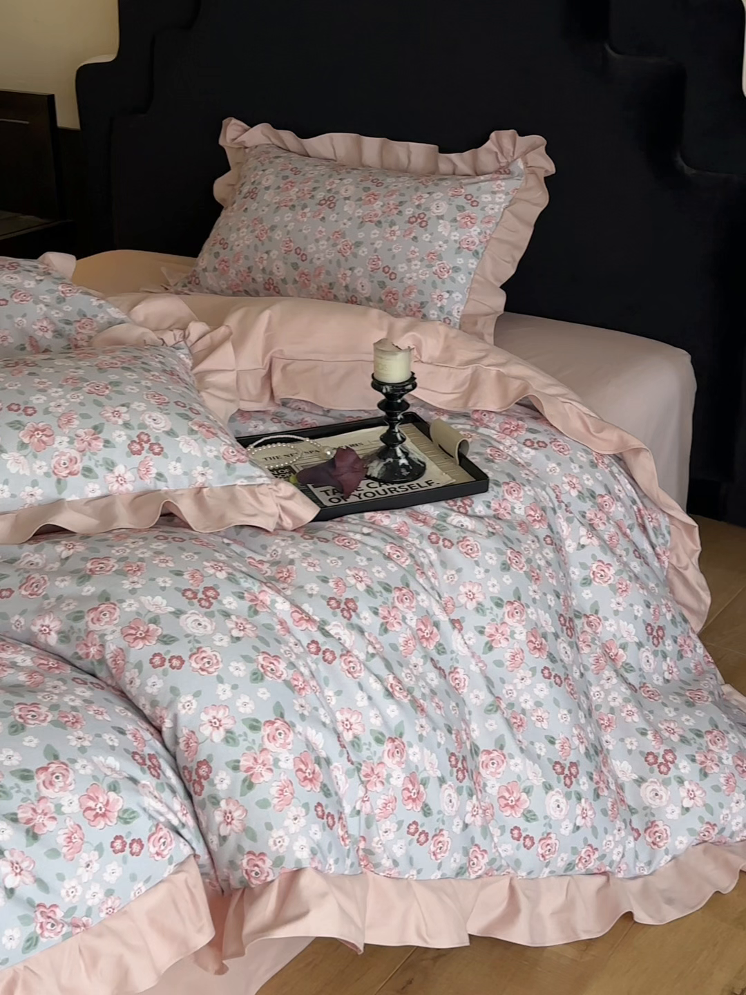 91家纺网 家纺一手货源 找家纺 （总）慕晨 2025新款秋冬全棉纯棉加厚磨毛法式花边数码印简奢高级公主风四件套直播热卖