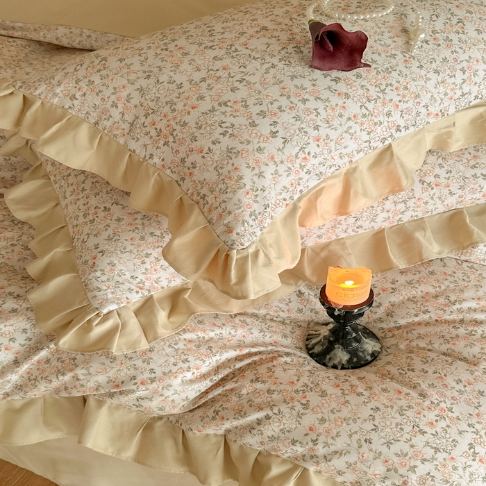 91家纺网 家纺一手货源 找家纺 慕晨 2025新款秋冬全棉纯棉加厚磨毛法式花边数码印简奢高级公主风四件套直播热卖 浪漫人生