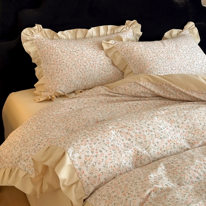 91家纺网 家纺一手货源 找家纺 慕晨 2025新款秋冬全棉纯棉加厚磨毛法式花边数码印简奢高级公主风四件套直播热卖 浪漫人生