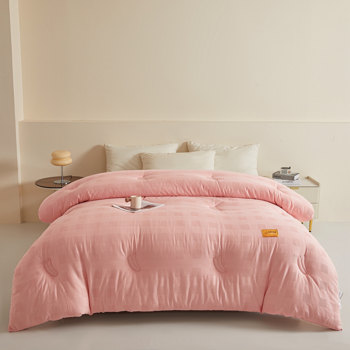 91家纺网 家纺一手货源 找家纺 初相识 2025新款全棉提花大豆被30%大豆纤维被华夫格纯棉被子被芯加厚冬被春秋被夏被 全棉提花贵妃粉