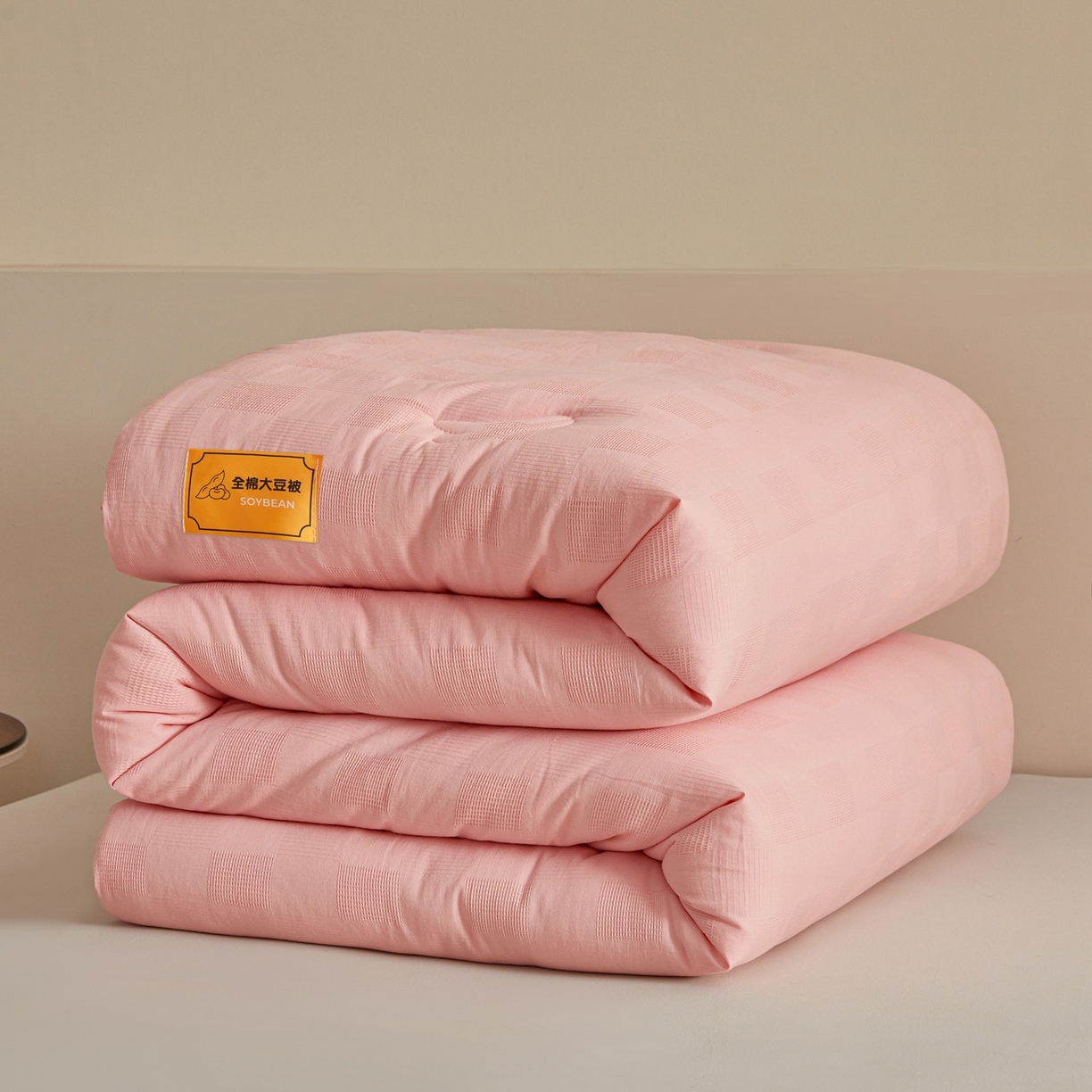 91家纺网 家纺一手货源 找家纺 初相识 2025新款全棉提花大豆被30%大豆纤维被华夫格纯棉被子被芯加厚冬被春秋被夏被 全棉提花贵妃粉