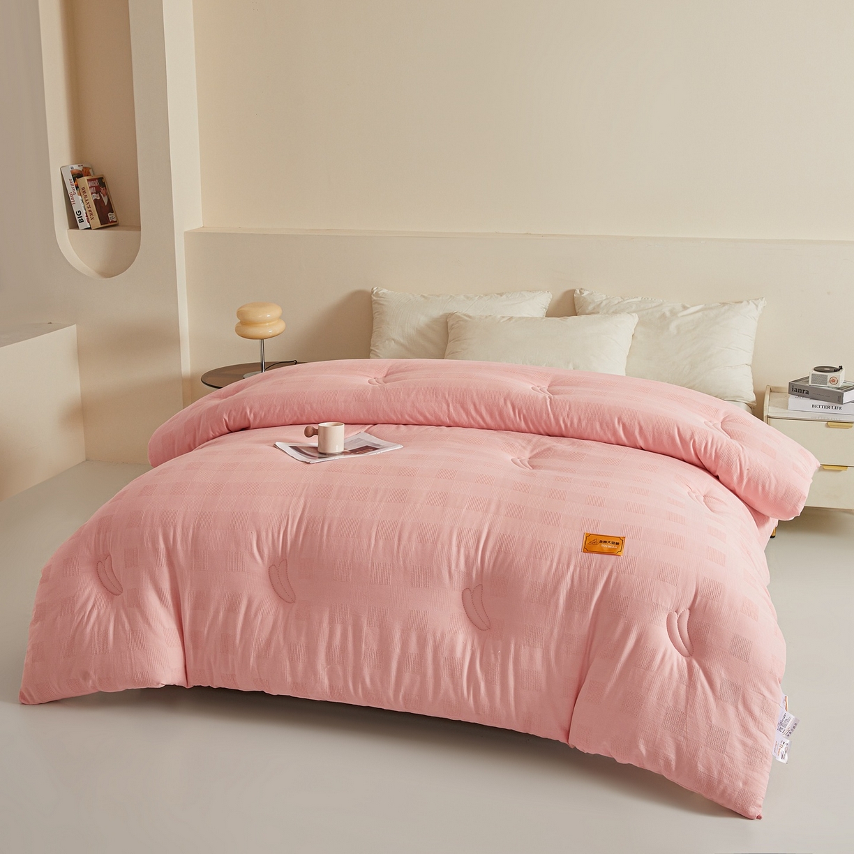 91家纺网 家纺一手货源 找家纺 初相识 2025新款全棉提花大豆被30%大豆纤维被华夫格纯棉被子被芯加厚冬被春秋被夏被 全棉提花贵妃粉