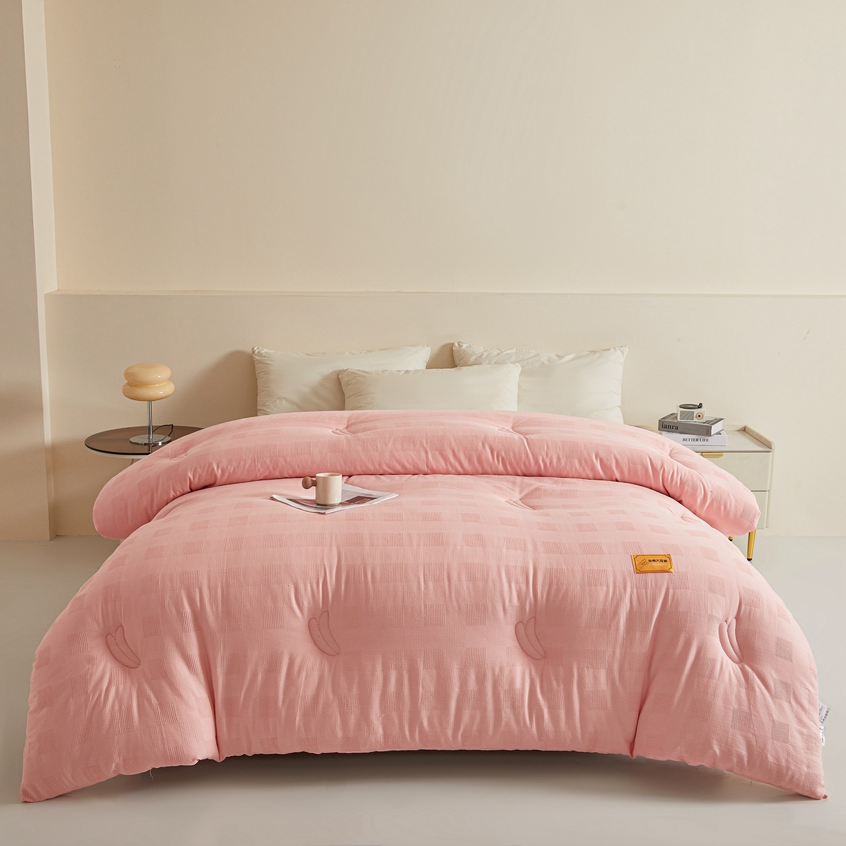 91家纺网 家纺一手货源 找家纺 初相识 2025新款全棉提花大豆被30%大豆纤维被华夫格纯棉被子被芯加厚冬被春秋被夏被 全棉提花贵妃粉