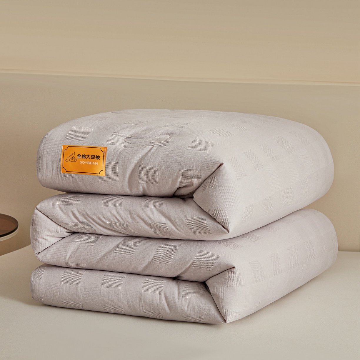 91家纺网 家纺一手货源 找家纺 初相识 2025新款全棉提花大豆被30%大豆纤维被华夫格纯棉被子被芯加厚冬被春秋被夏被 全棉提花绅士灰
