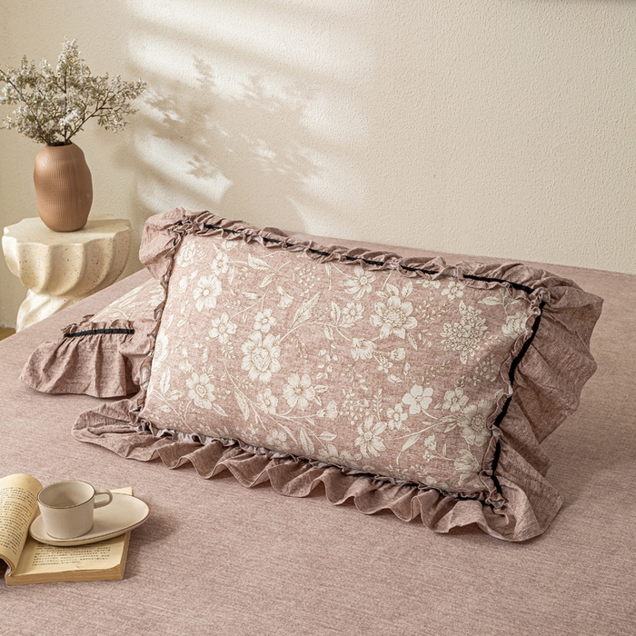 91家纺网 家纺一手货源 找家纺 （总）大麦家纺 2025新款水洗亚麻花边四件套