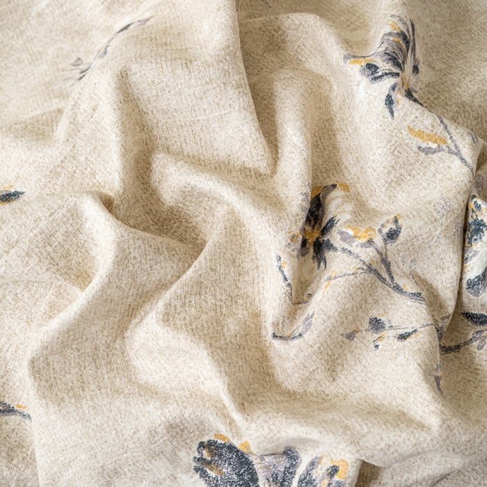 91家纺网 家纺一手货源 找家纺 大麦家纺 2025新款水洗亚麻花边四件套 浮生花语