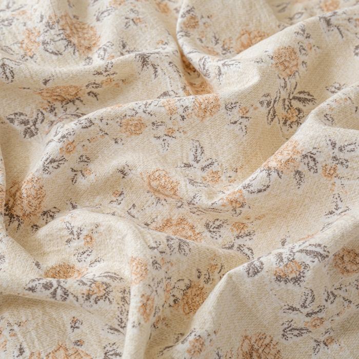 91家纺网 家纺一手货源 找家纺 大麦家纺 2025新款水洗亚麻花边四件套 满园花开